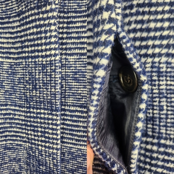 J.Crew Classic Preppy Winter Wool Blend Tailored Topcoat Navy Blue Plaid 2 - Picture 13 of 16